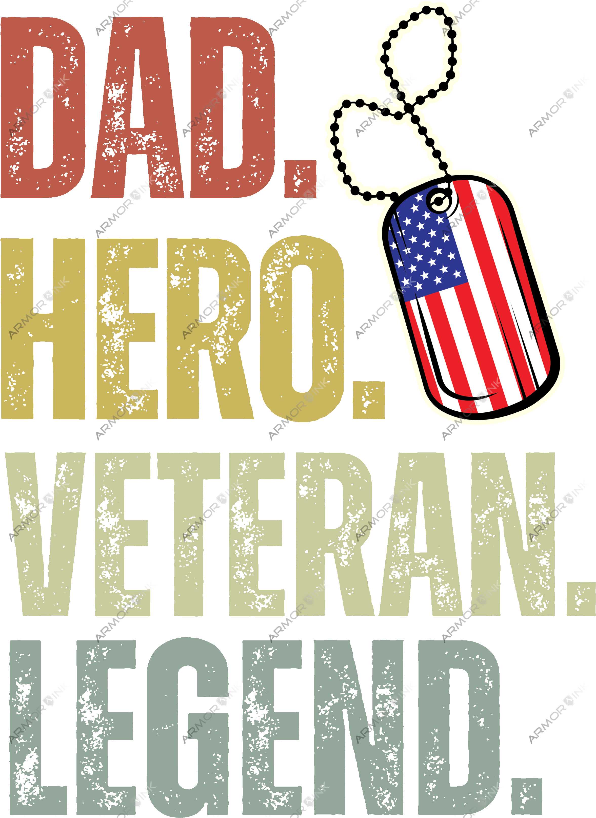 Dad Hero Veteran Legend DTF Transfer