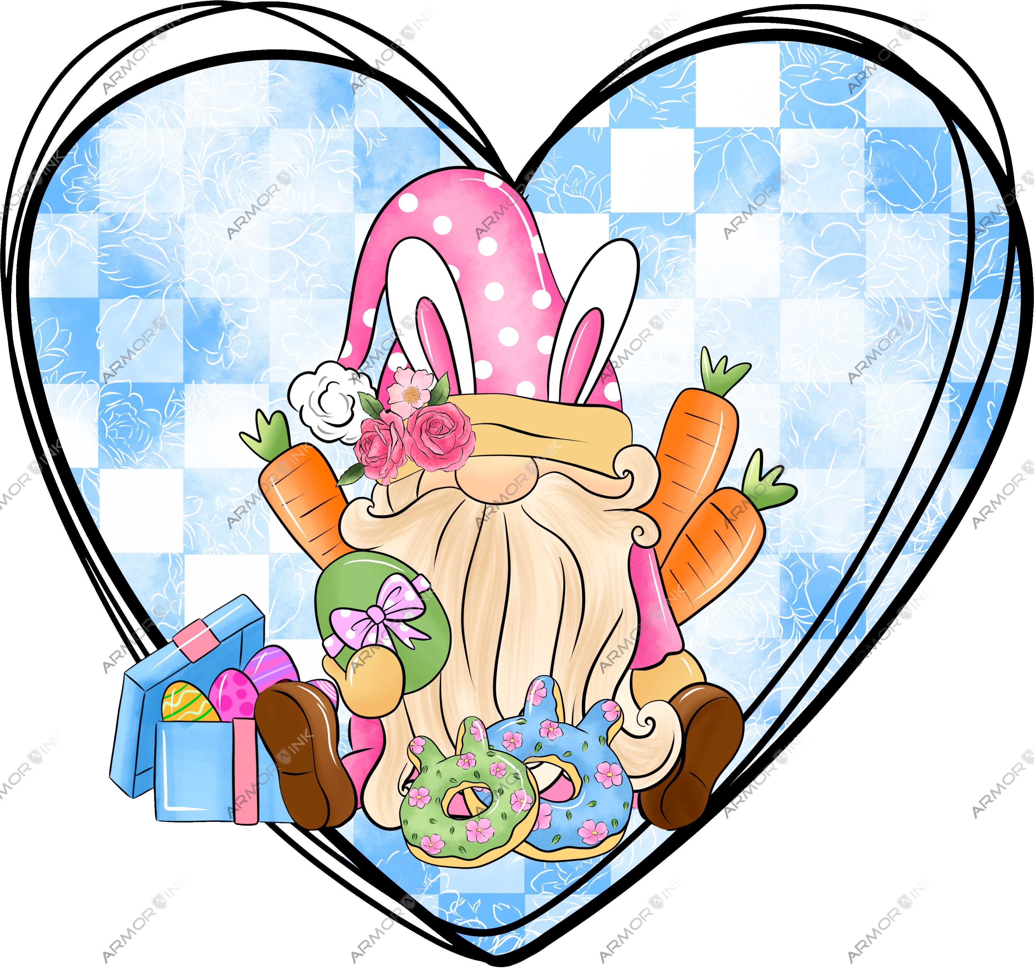 Easter Gnome Heart DTF Transfer