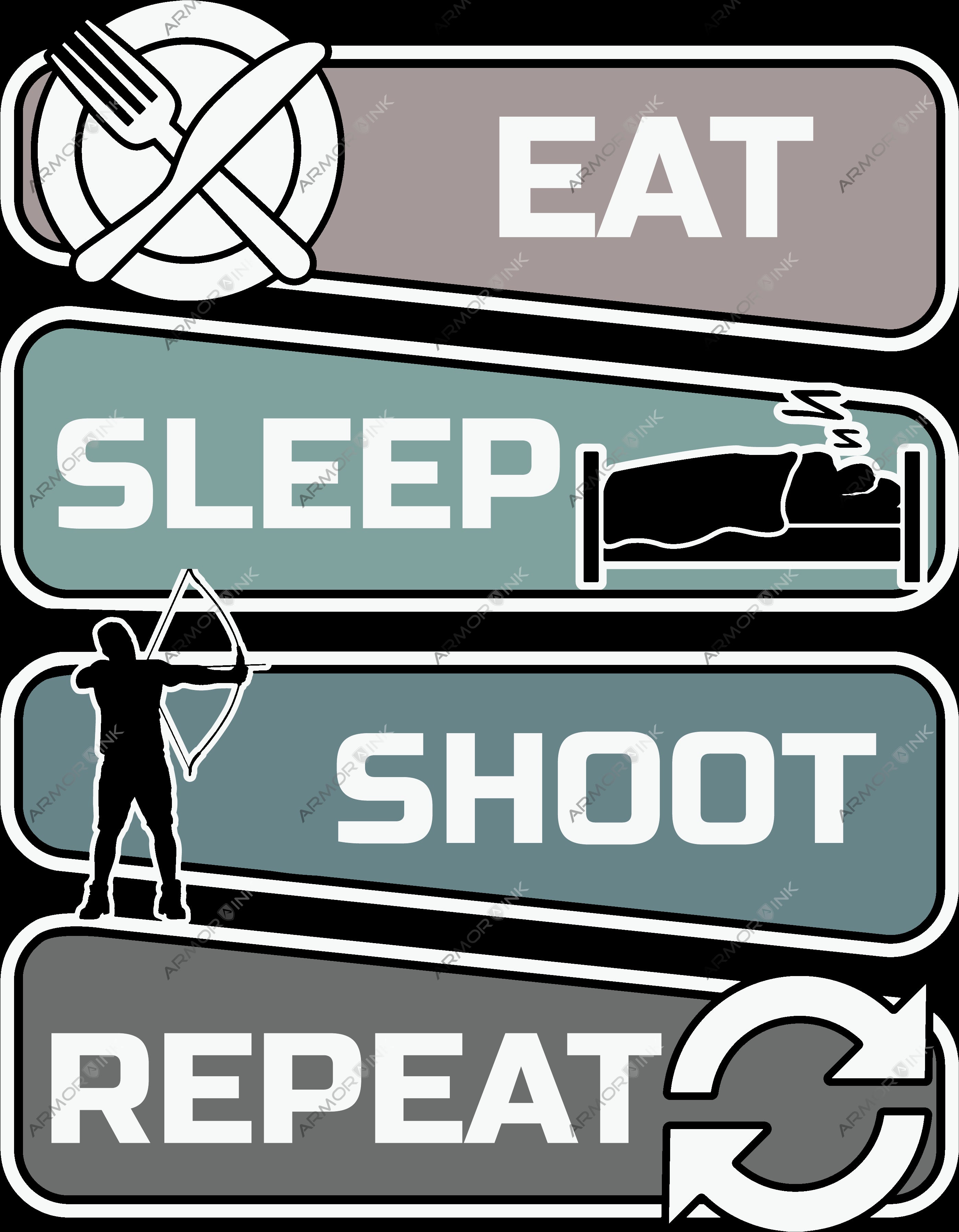 Eat Sleep Shoot Repeat DTF Transfer