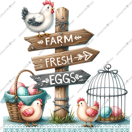 Farm Fresh Eggs DTF Transfer