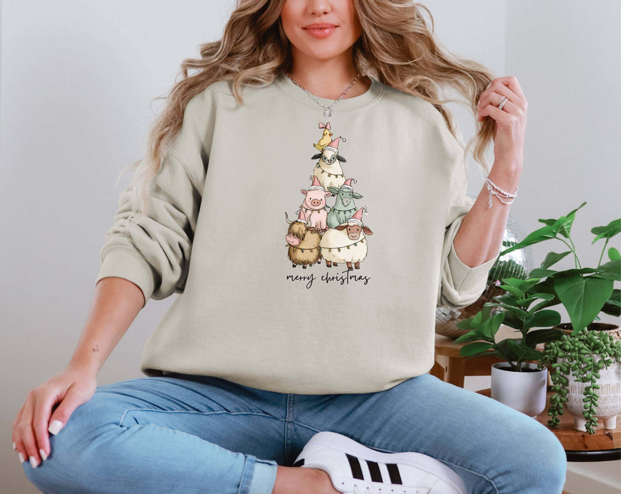 Farm Animals Christmas Tree DTF transfer