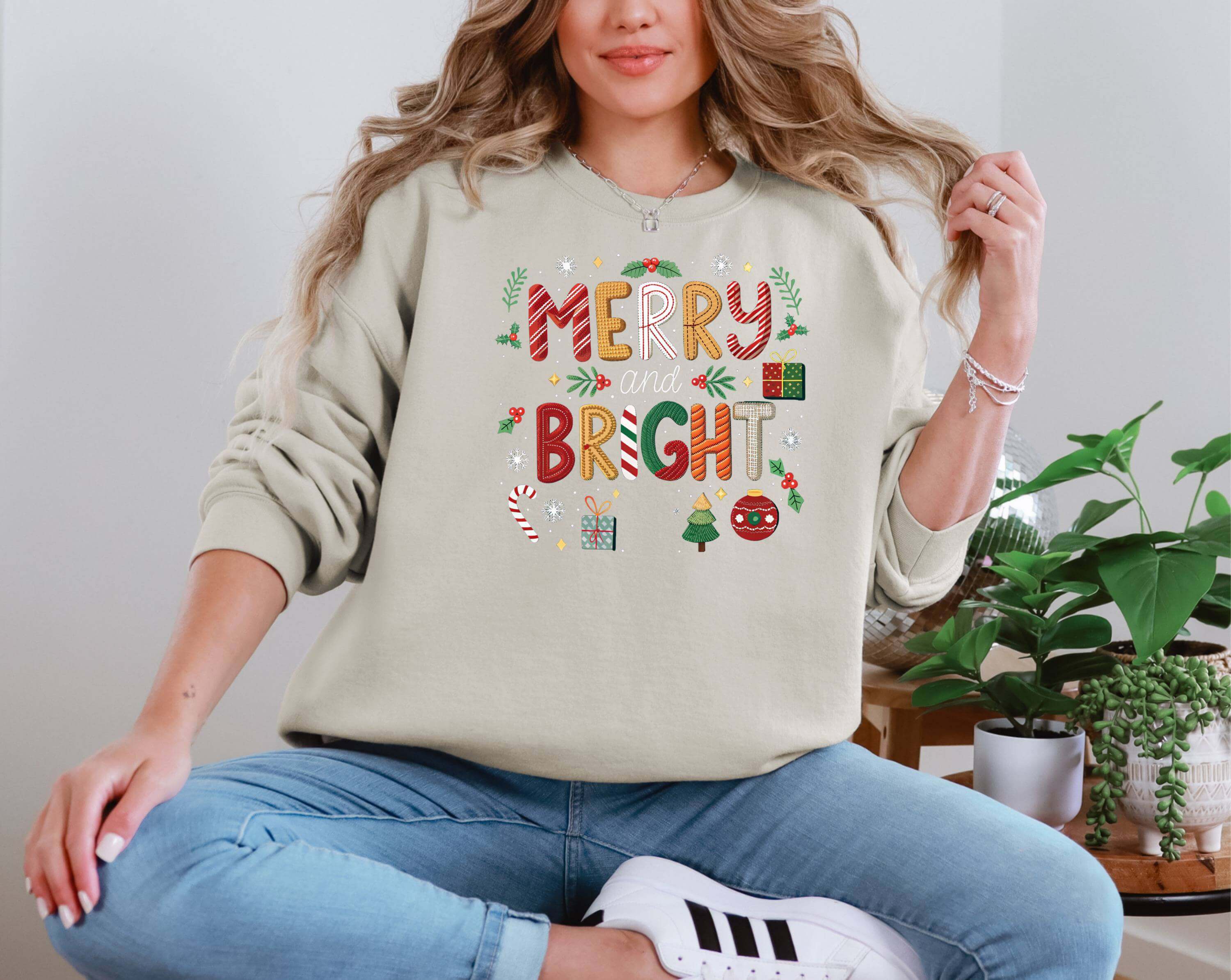 Faux Yarn Merry and Bright Christmas