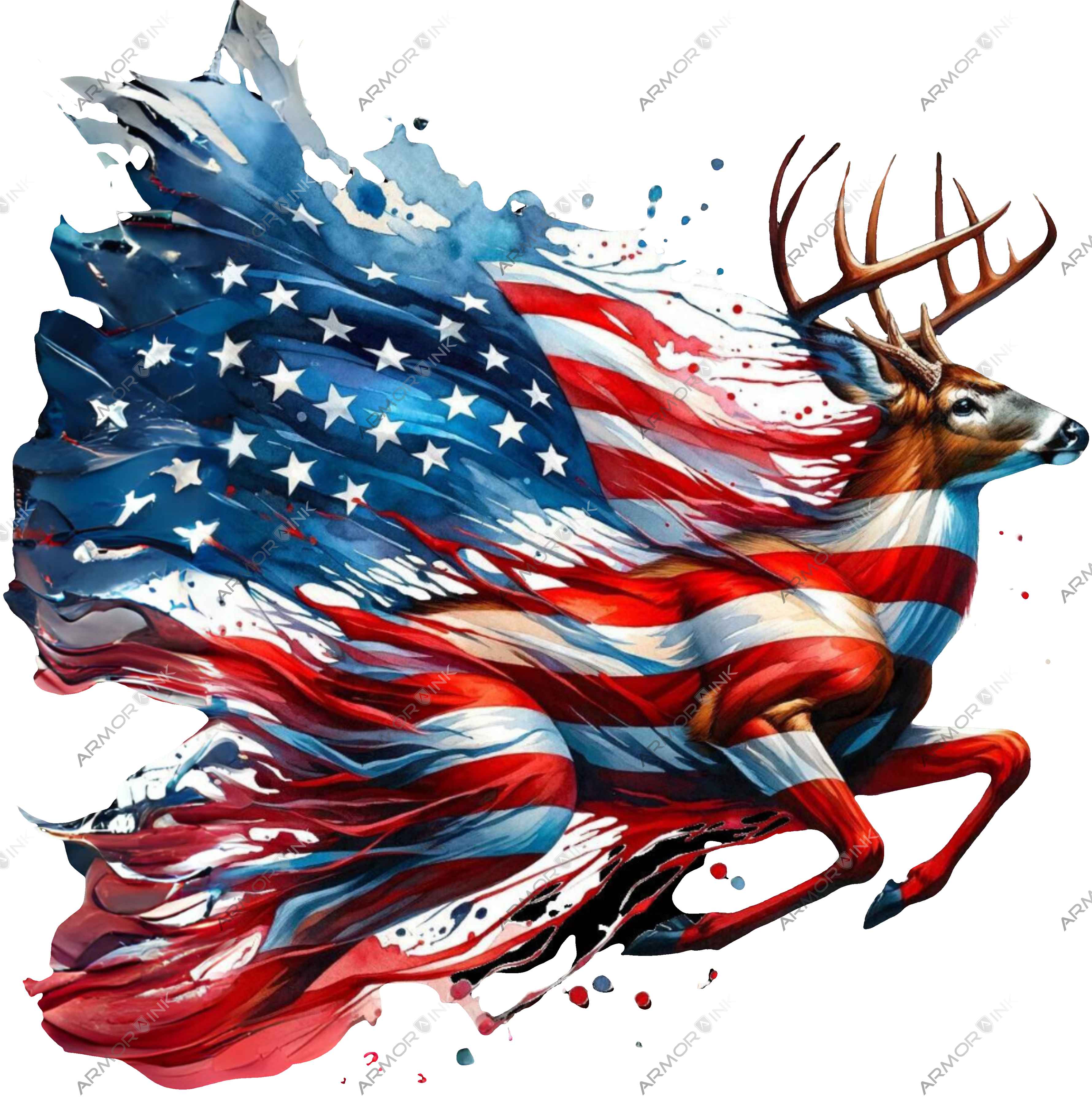 Flag Deer DTF Transfer