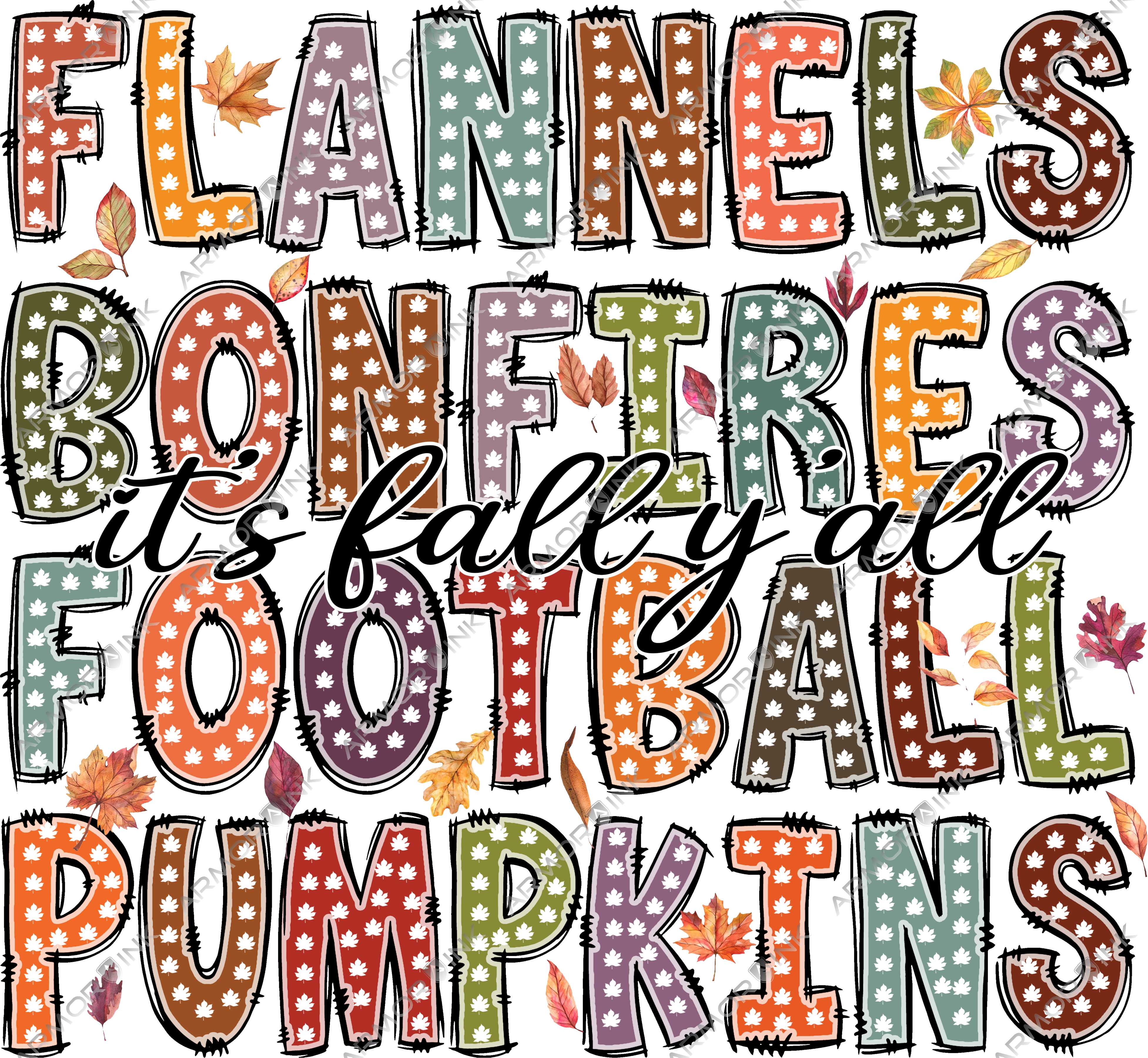 Flannels Bonfires Football Pumpkins DTF Transfer