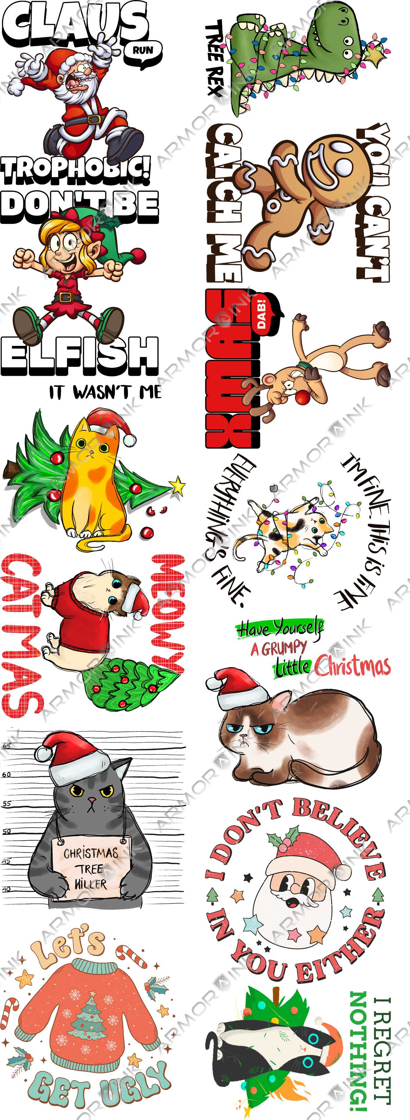 Funny Christmas Pre-made 5 Foot (22x60) DTF Gang Sheet