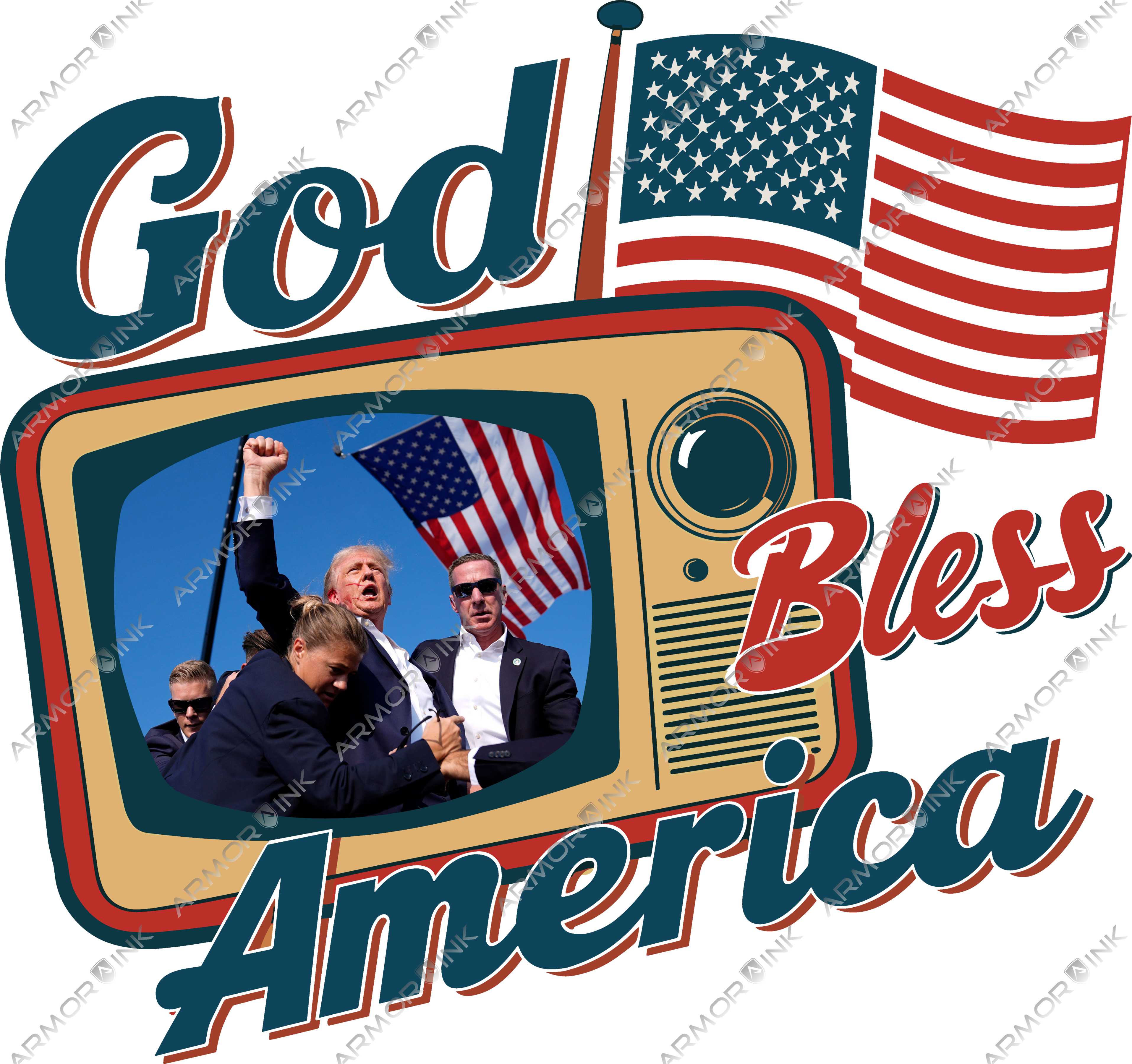 God Bless America Trump DTF Transfer