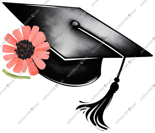 Graduation Cap and Flower DTF Transfer