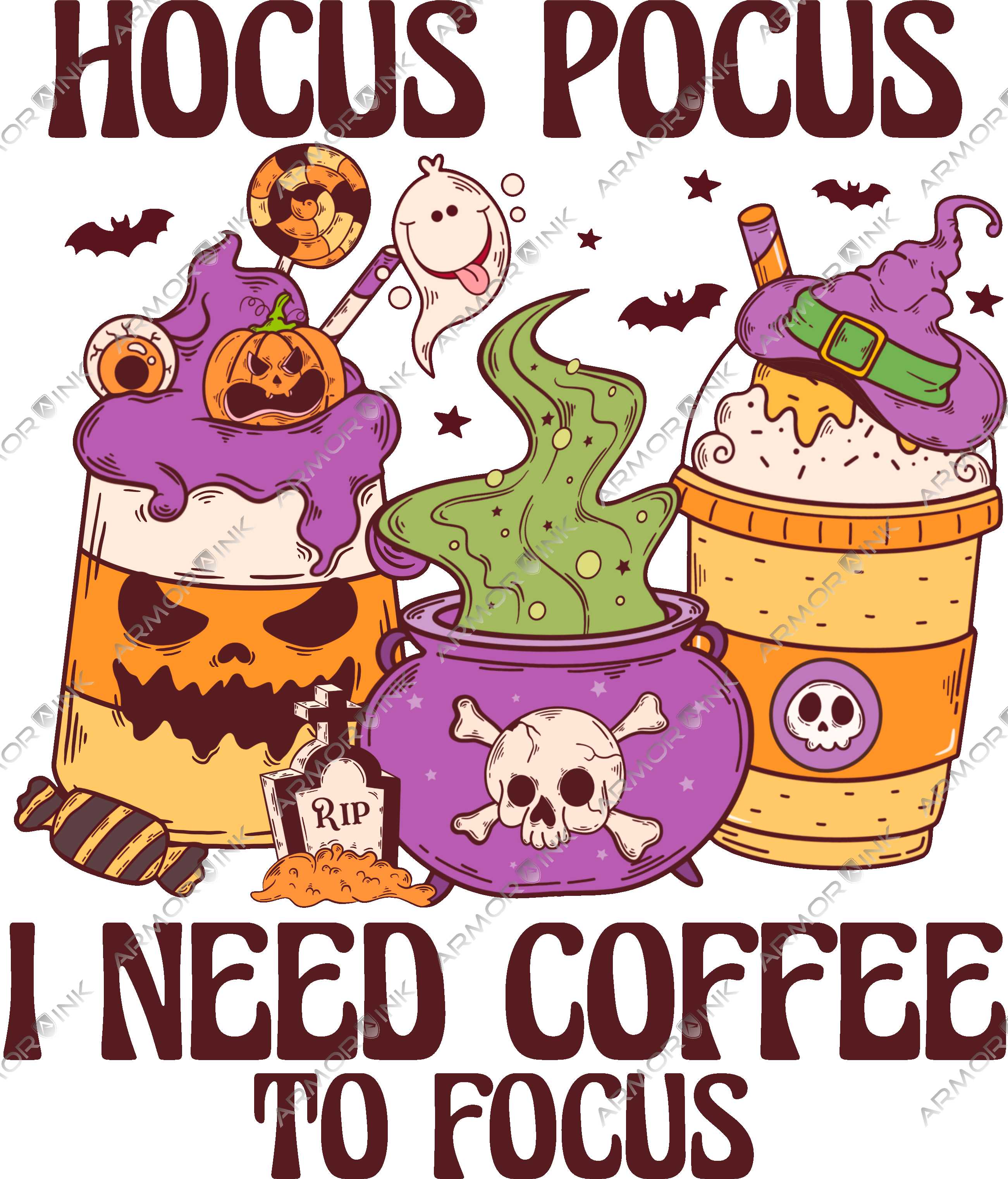 Hocus Pocus I Need Coffee To Focus DTF Transfer