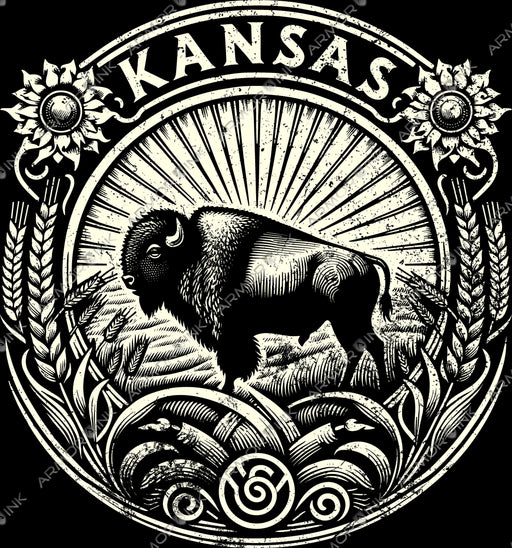 Kansas Buffalo Sunflower Norse DTF Transfer