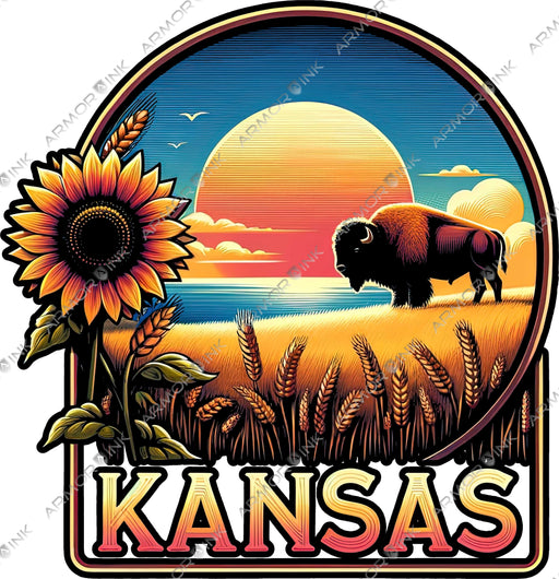 Kansas Buffalo Sunflower Wheat DTF Transfer