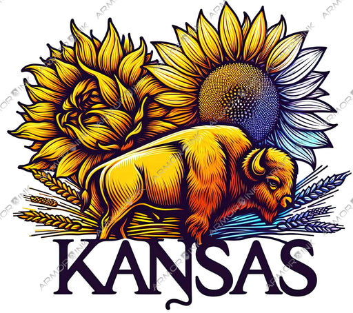 Kansas Buffalo Sunflower Wheat DTF Transfer