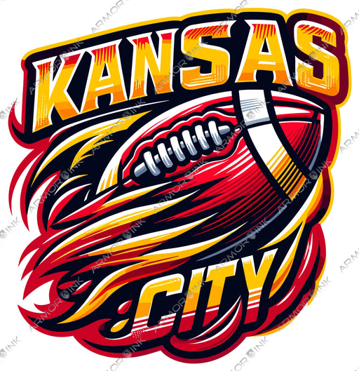 Kansas City Flaming Football DTF Transfer