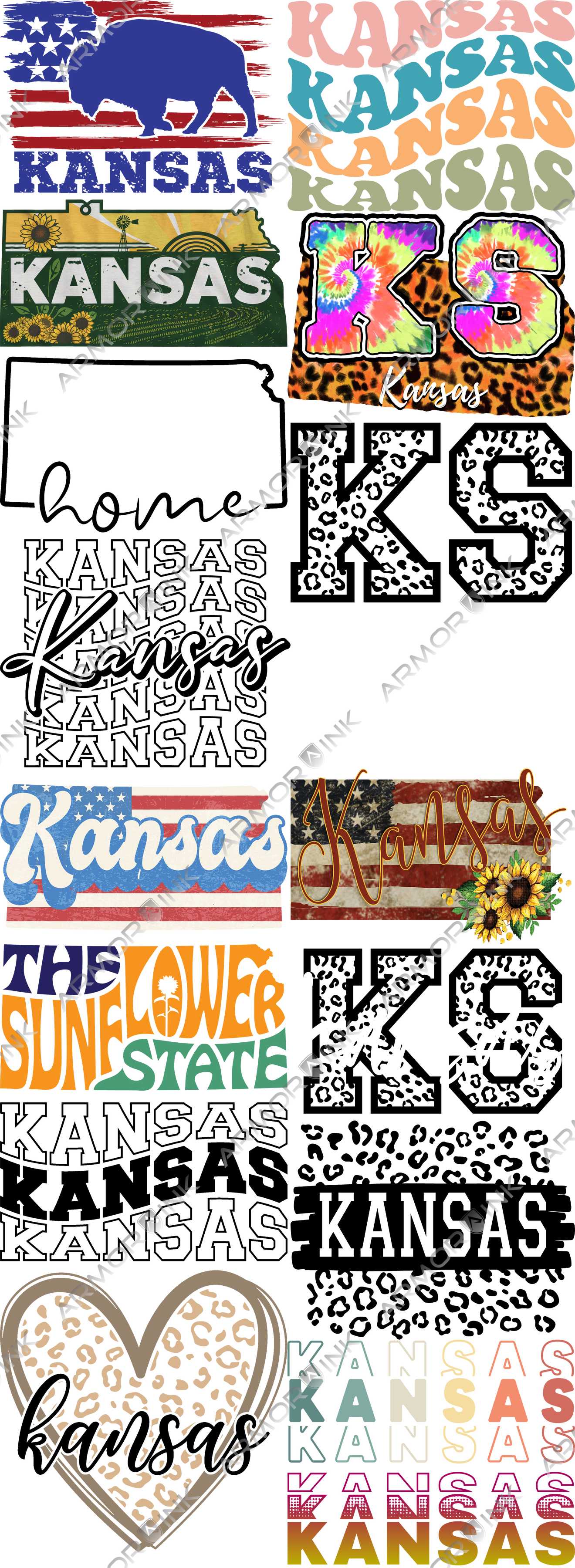 Kansas Pre-made 5 Foot (22x60) DTF Gang Sheet