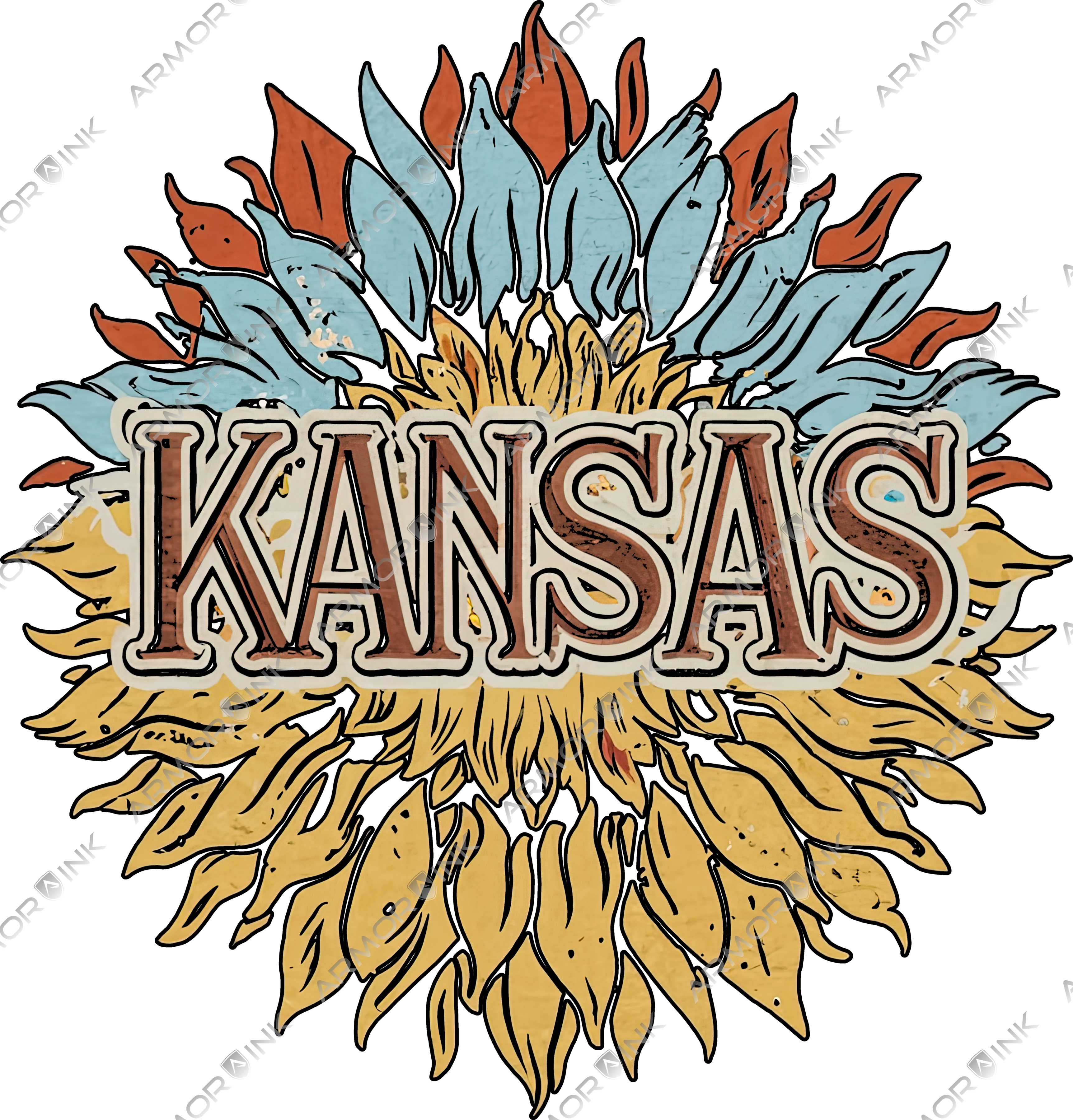 Kansas Sunflower Vintage DTF Transfer