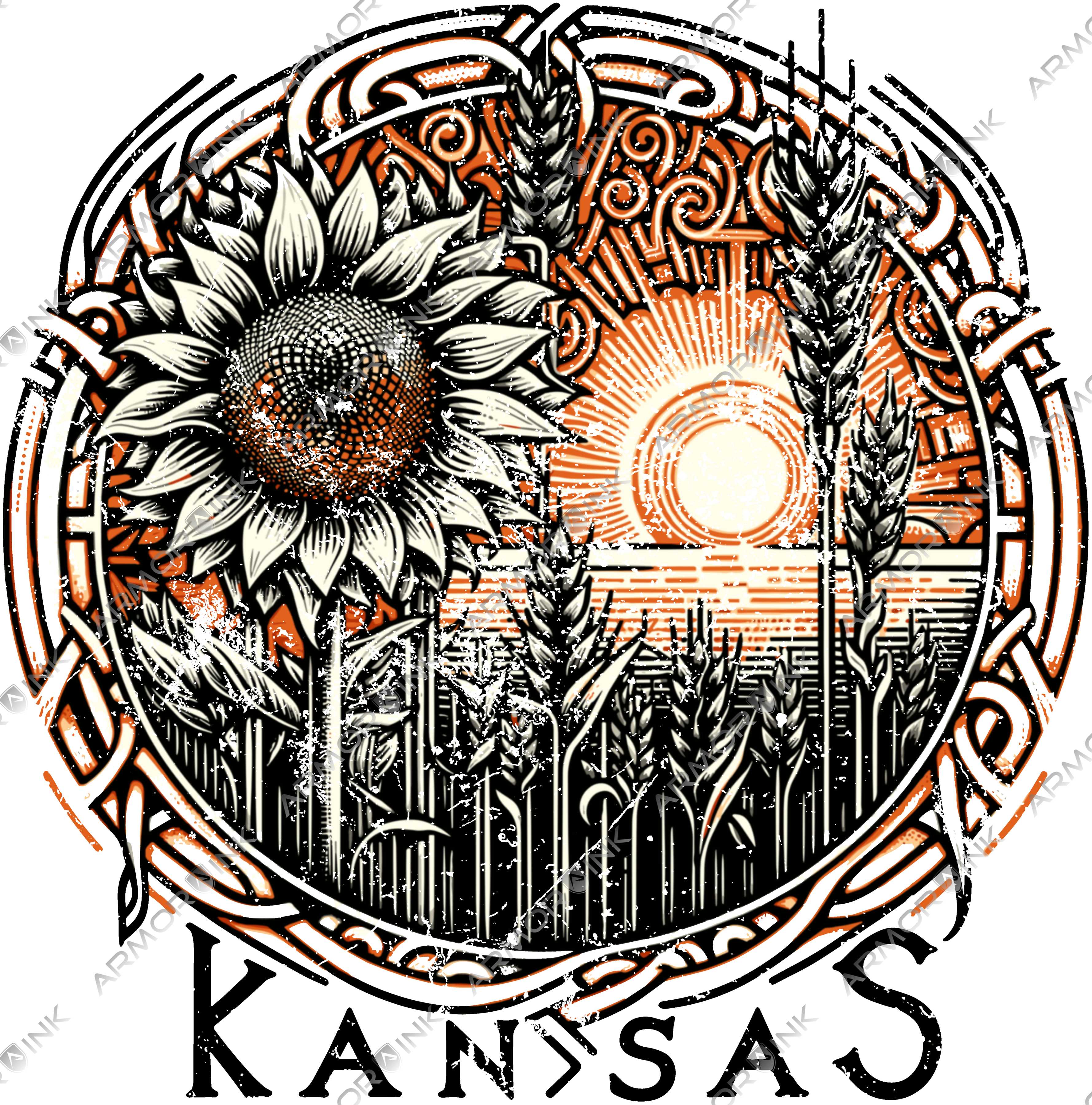 Kansas Sunflower Wheat Norse DTF Transfer