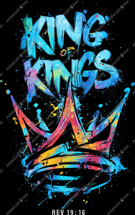 King of Kings Blue Font DTF Transfer