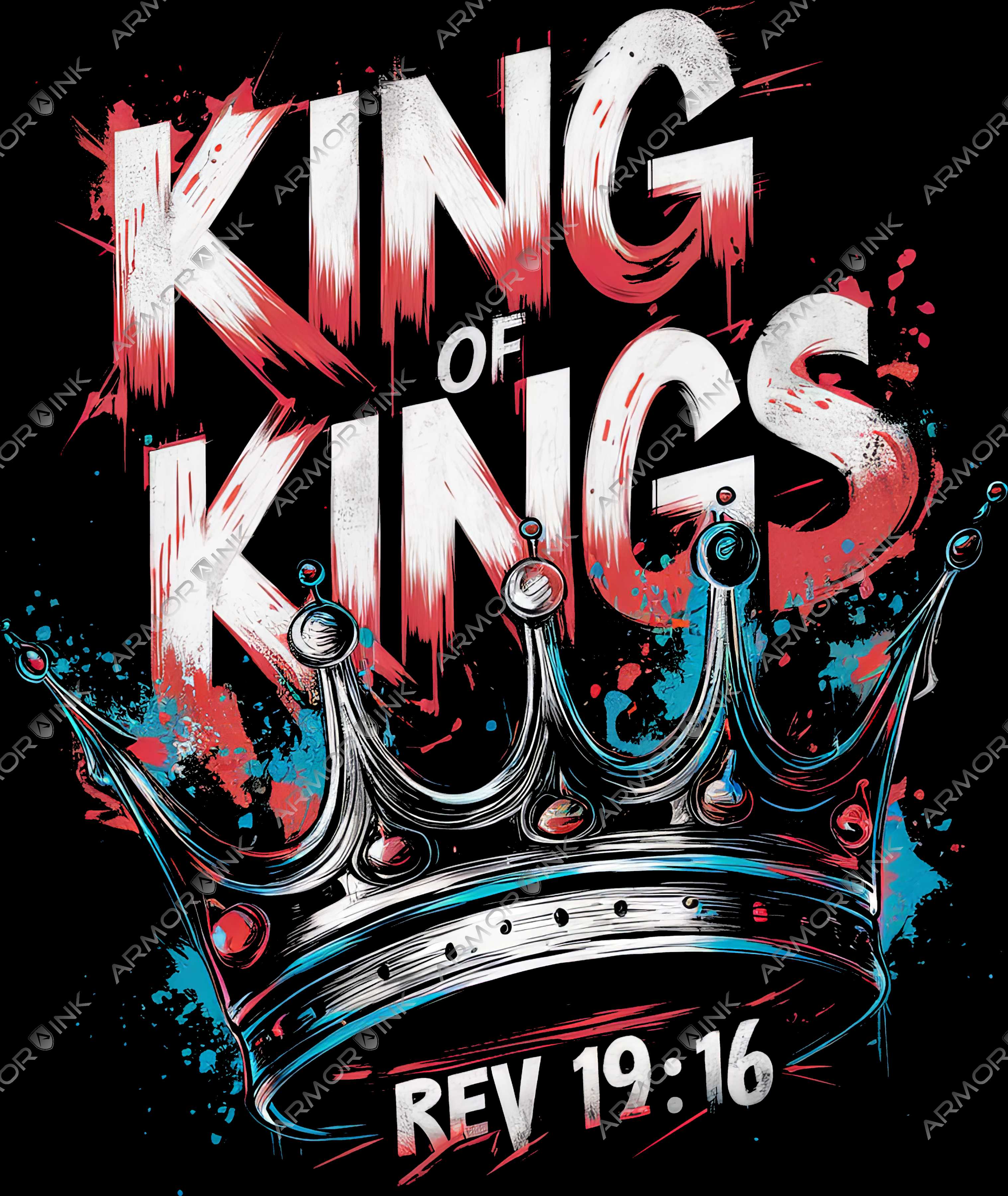 King of Kings Red Blue DTF Transfer