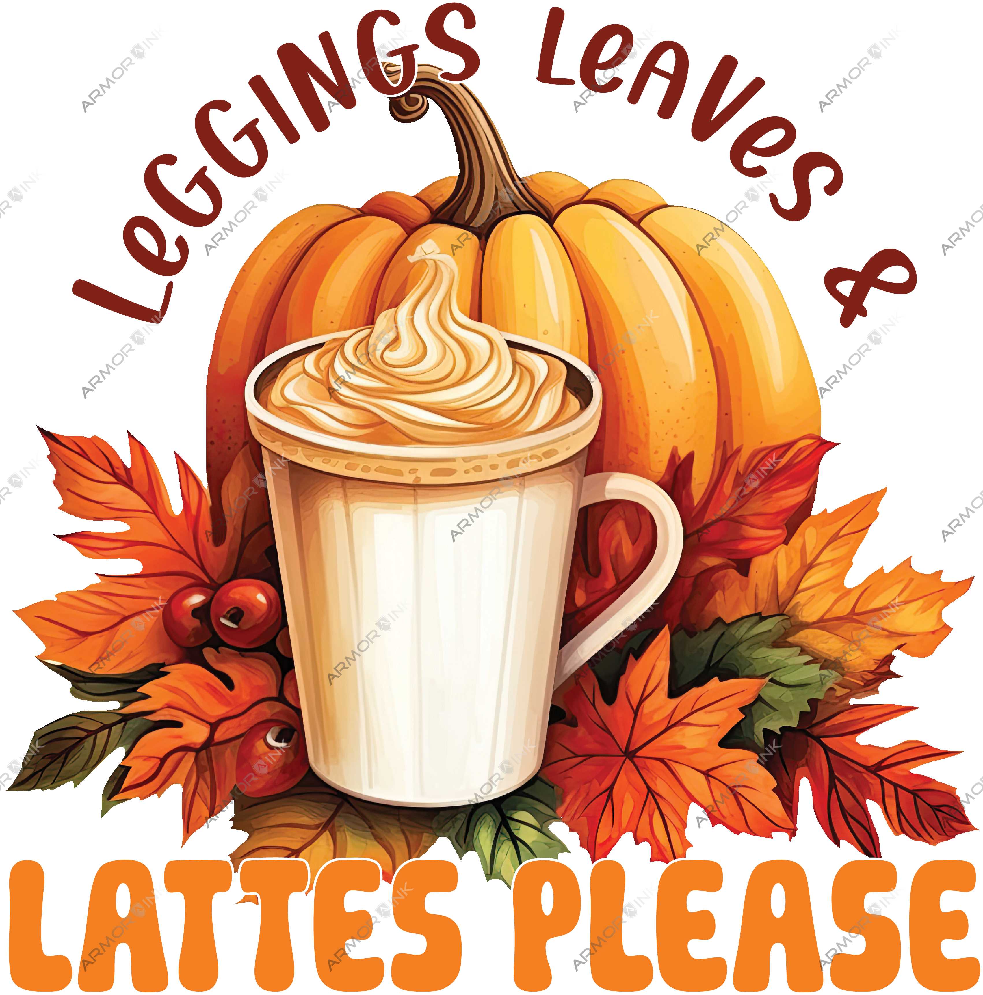 Leggins Leaves And Lattes Please DTF Transfer