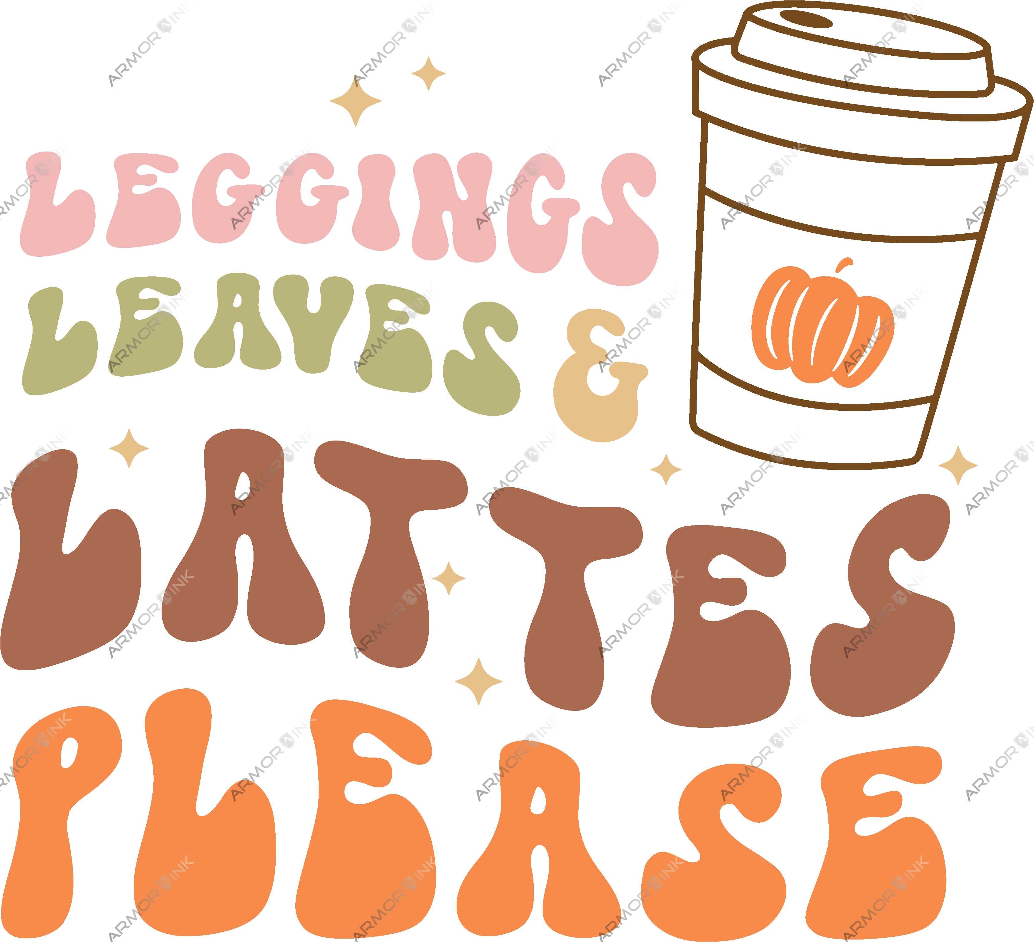 Leggins Leaves & Lattes Please DTF Transfer