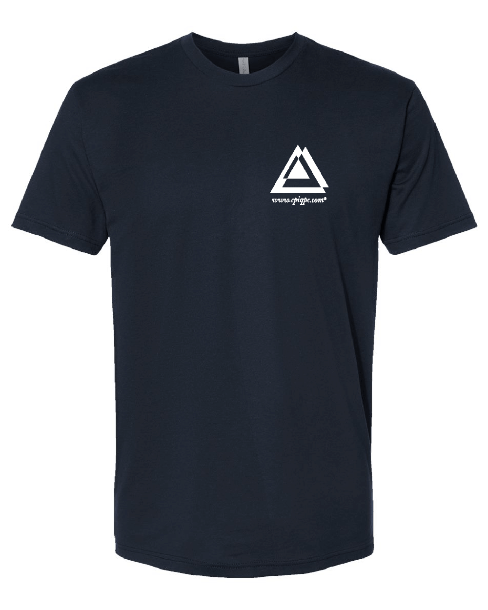 Black t-shirt mockup with white triangle logo