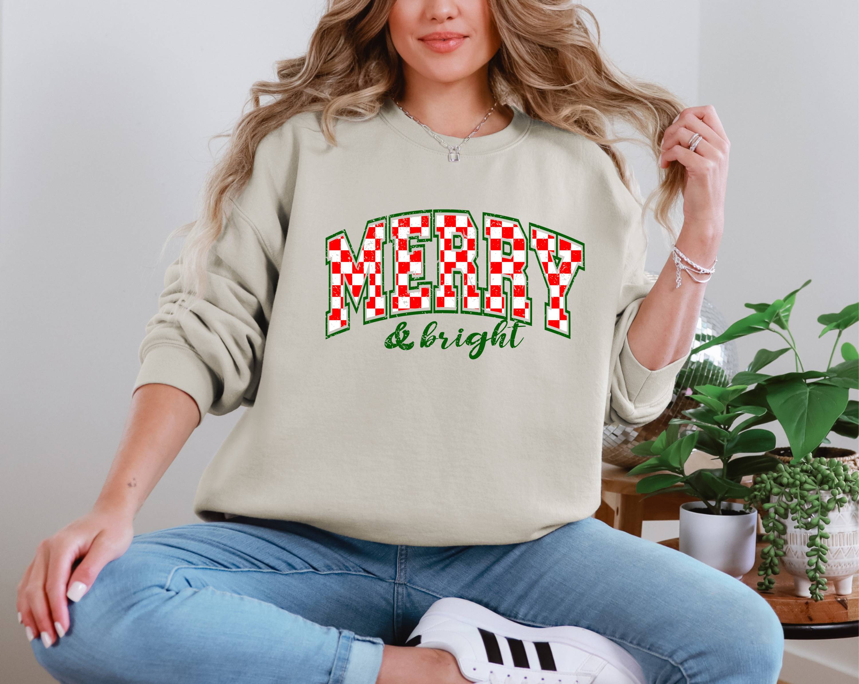 Merry Christmas Green Checker