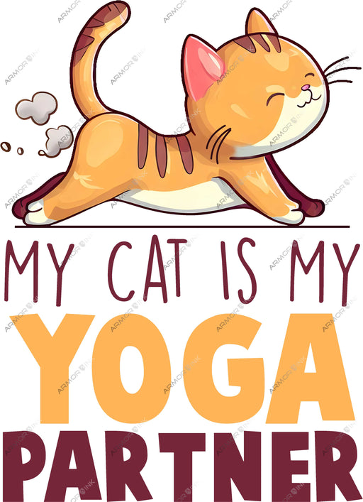 My Cat Is My Yoga Partner DTF Transfer