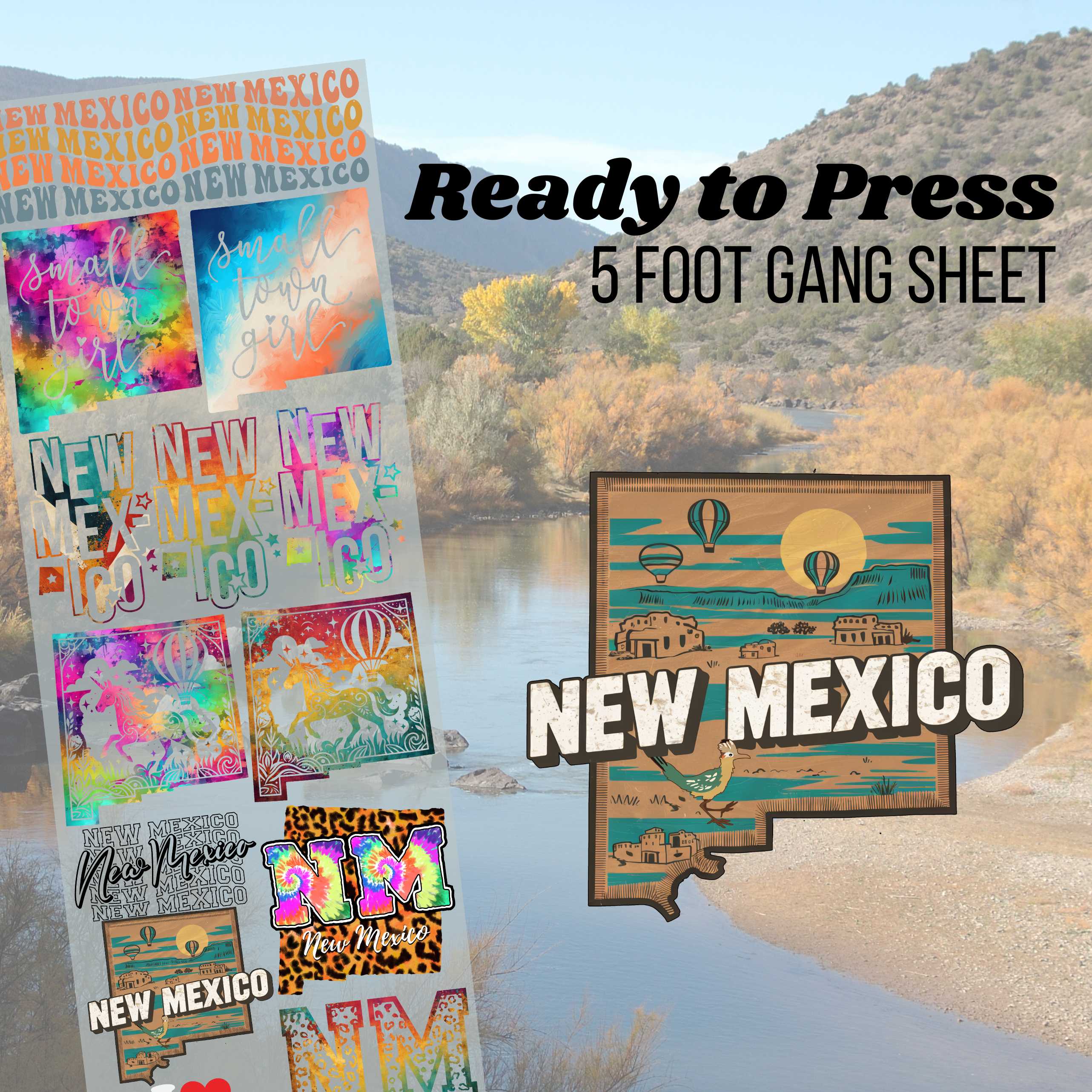 New Mexico Pre-made 5 Foot (22x60) DTF Gang Sheet