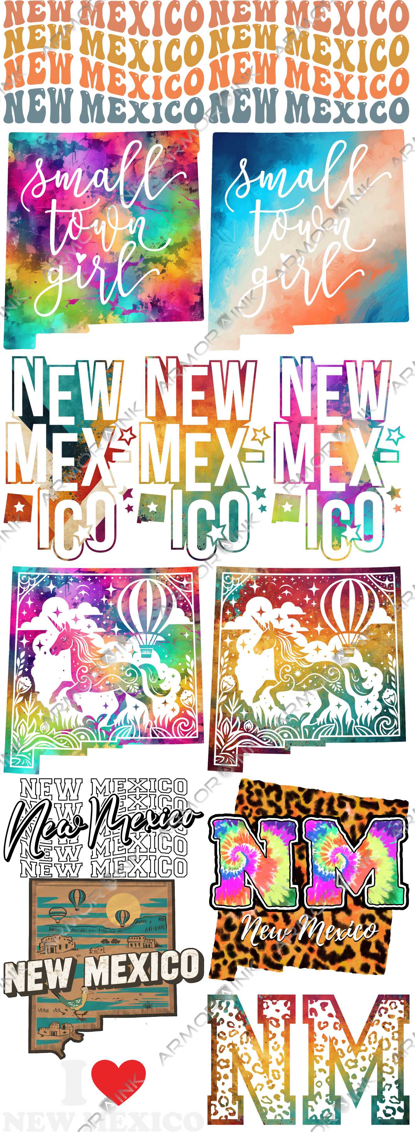 New Mexico Pre-made 5 Foot (22x60) DTF Gang Sheet