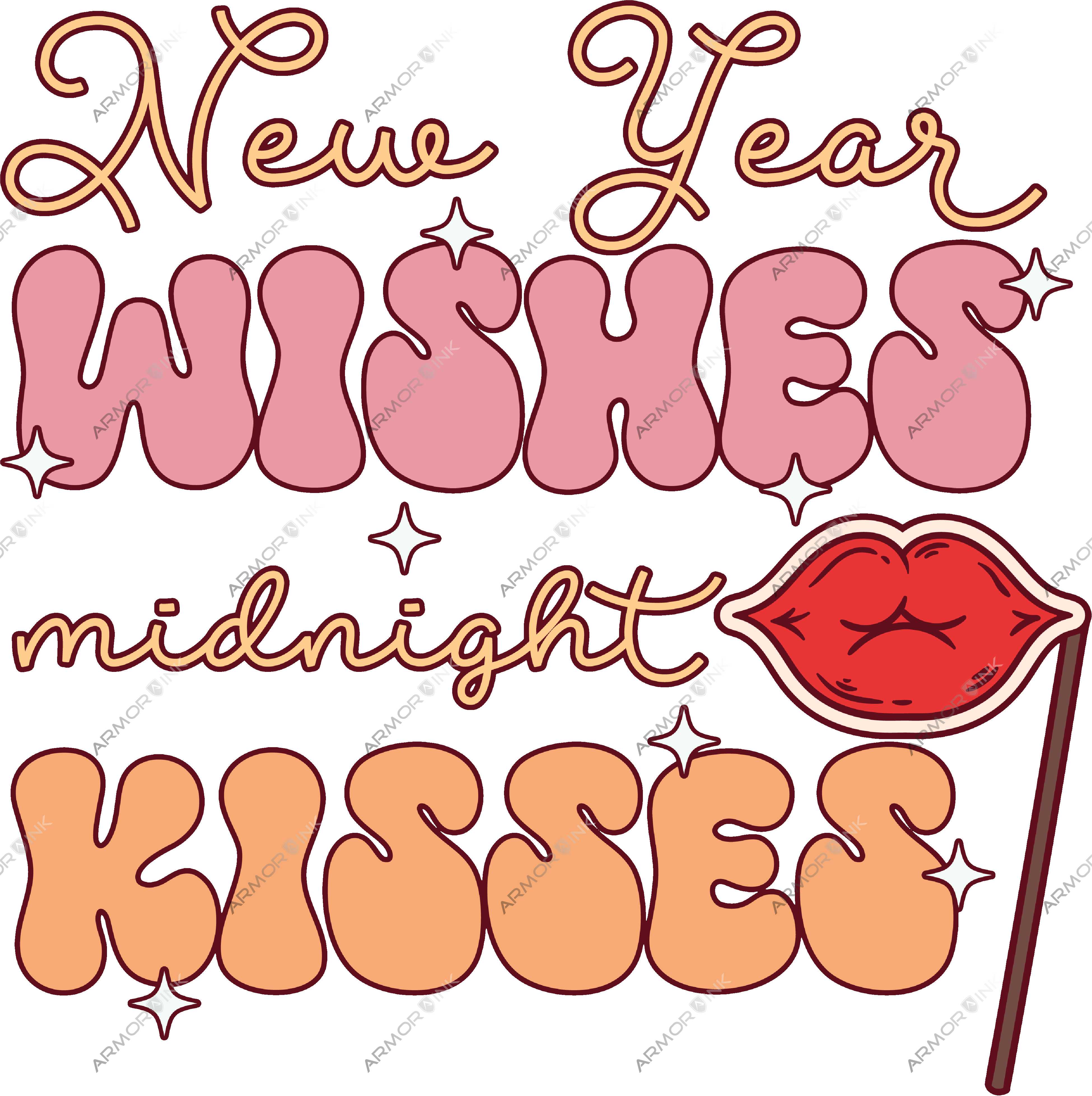 New Year Wishes Midnight Kisses DTF Transfer