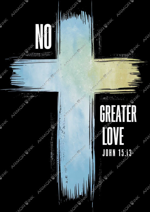 No Greater Love Blue Yellow Cross DTF Transfer