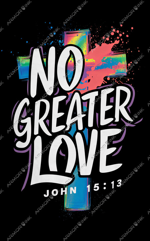 No Greater Love Color Splash Cross DTF Transfer