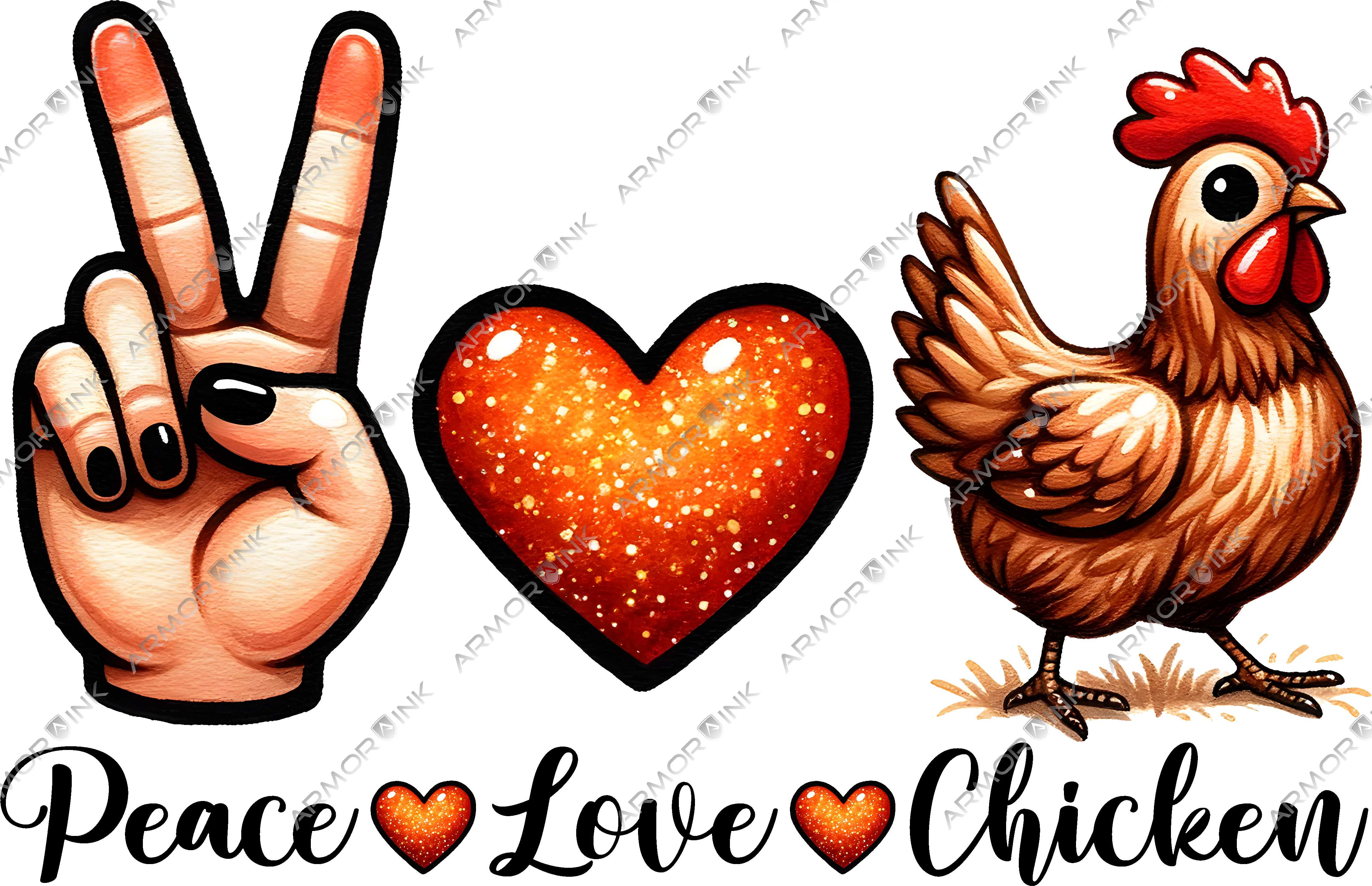 Peace Love Chicken DTF Transfer