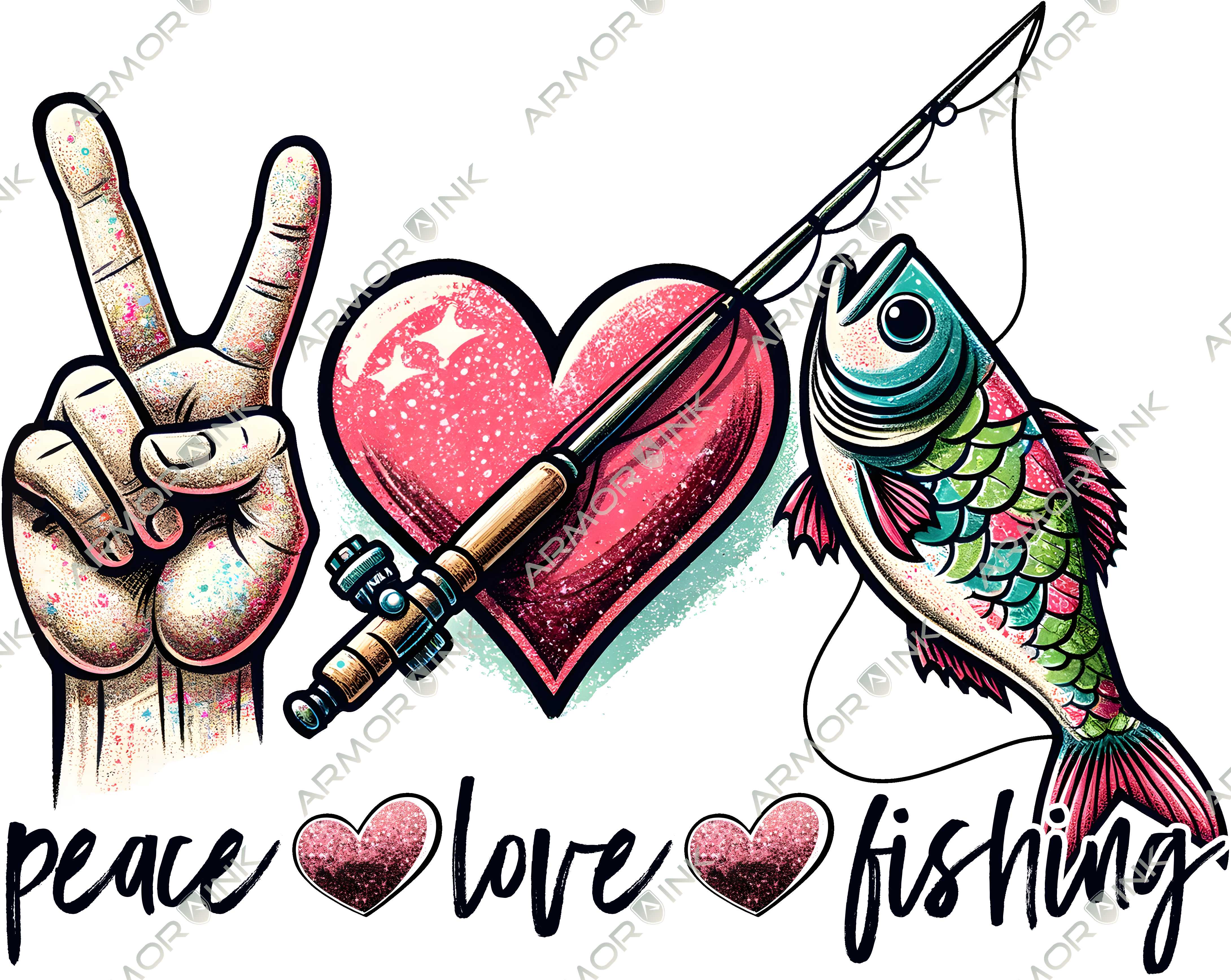 Peace Love Fishing DTF Transfer