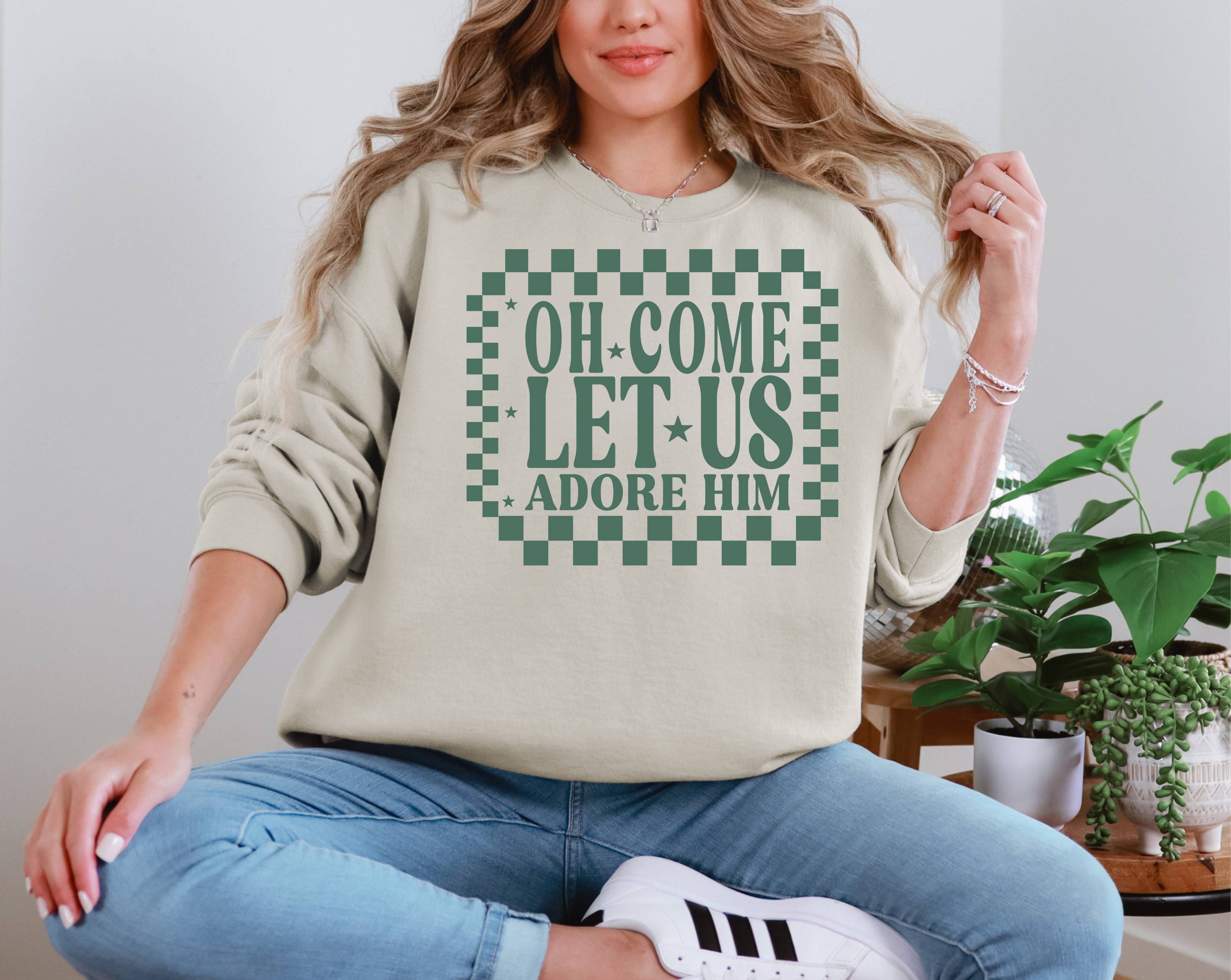 Preppy Oh Come Let Us Adore Him Green