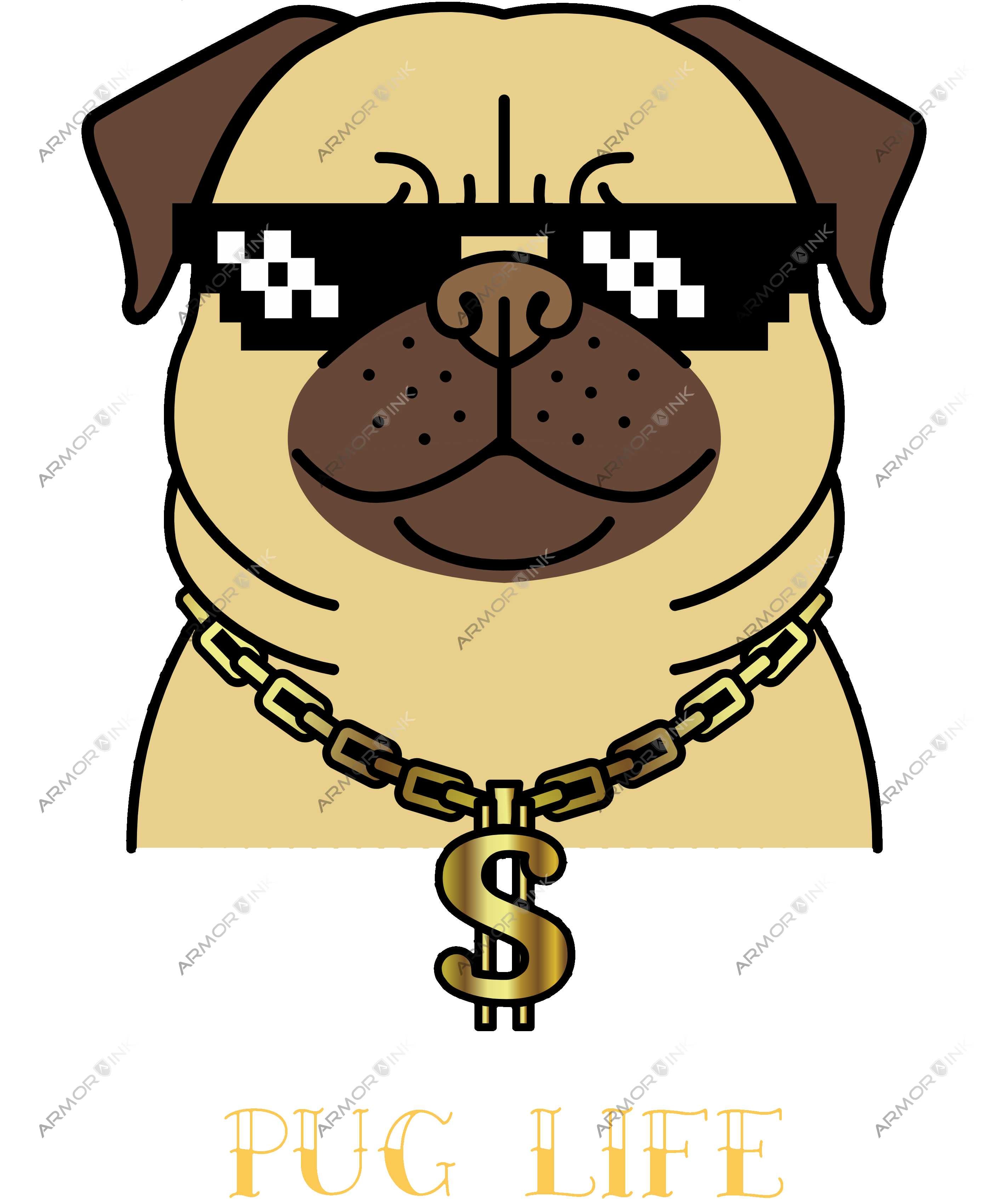 Pug Life DTF Transfer