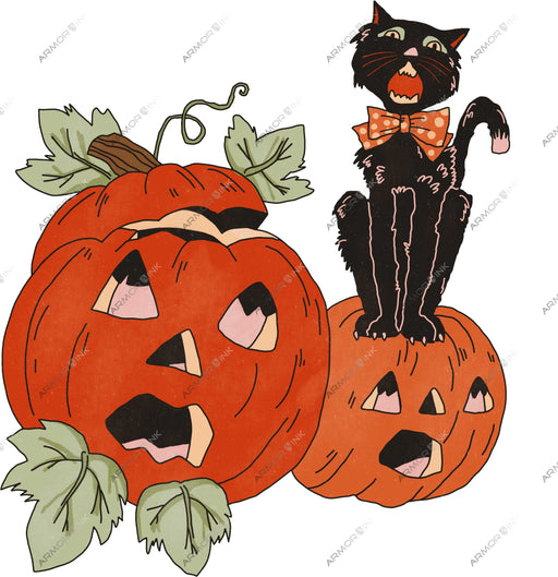 Pumpkin Black Cat DTF Transfer