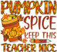 Pumpkin Spice Keep This Teacher Nice DTF Transfer