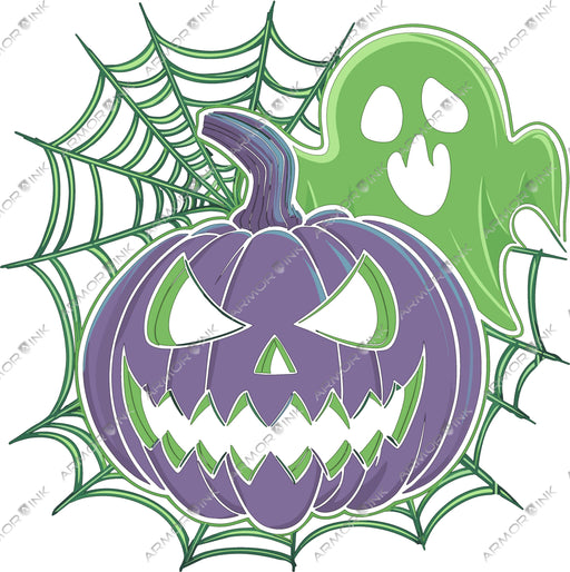 Purple Glow Pumpkin Ghost Blackout DTF Transfer