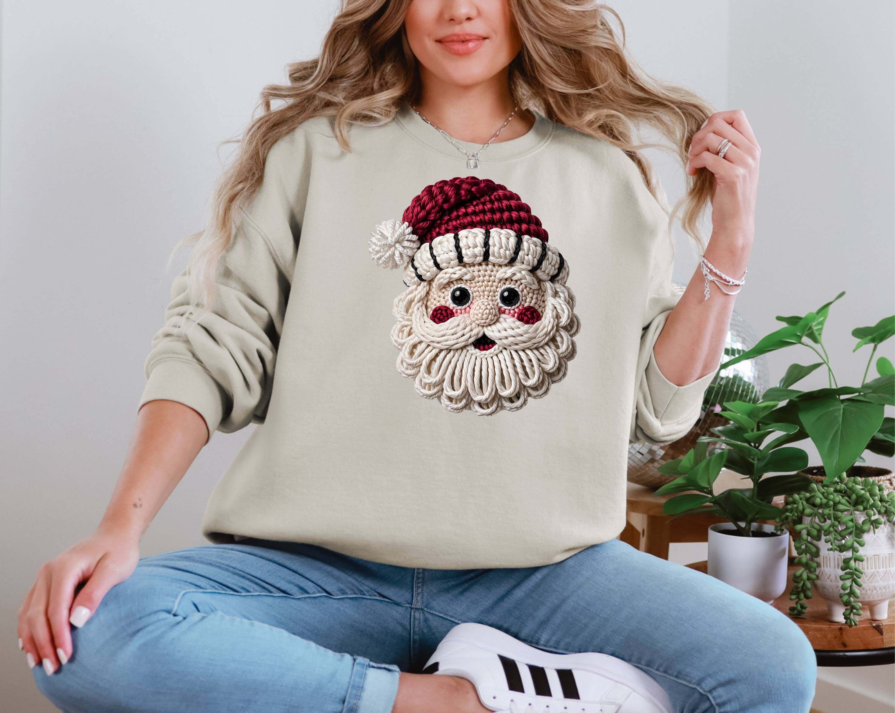 Retro Leopard Yarn Crochet Santa