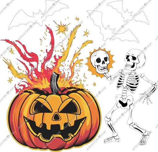 Skeleton Pumpkin Cauldron DTF Transfer