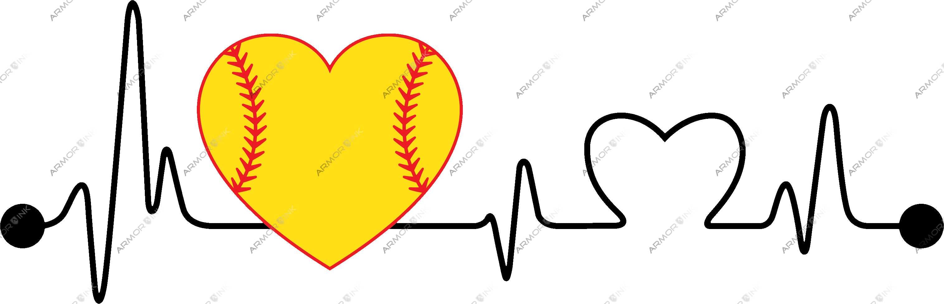 Softball Heartbeat DTF Transfer