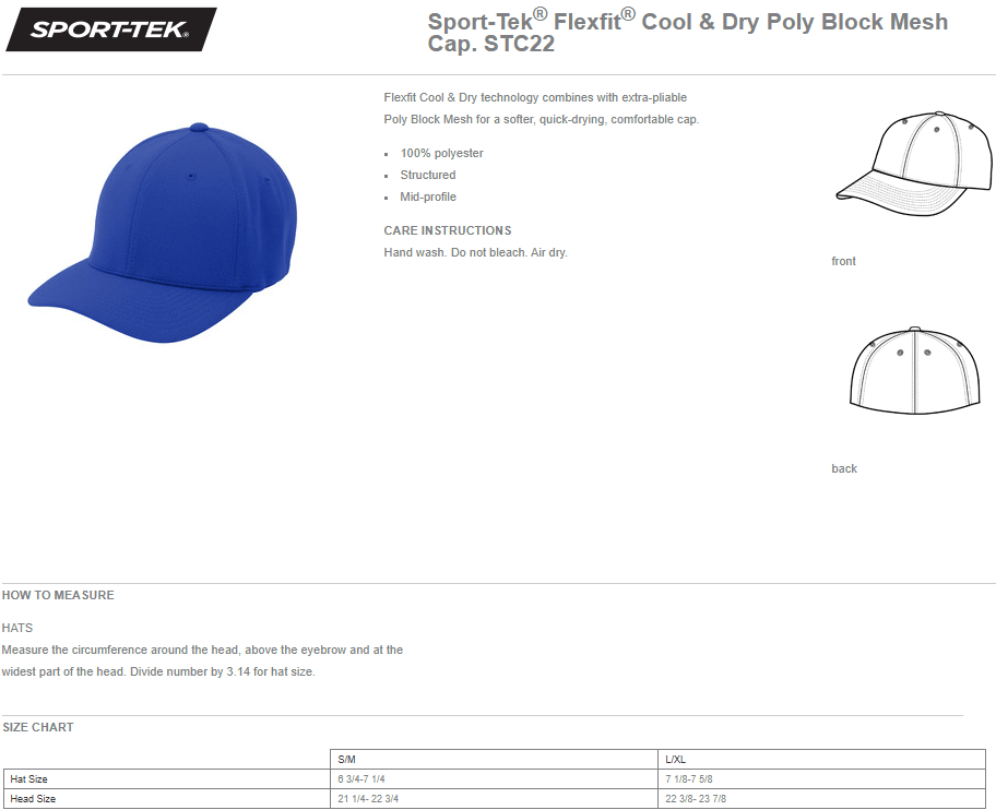Sport-Tek Flexfit Cool & Dry Mesh Cap STC22 - Blue