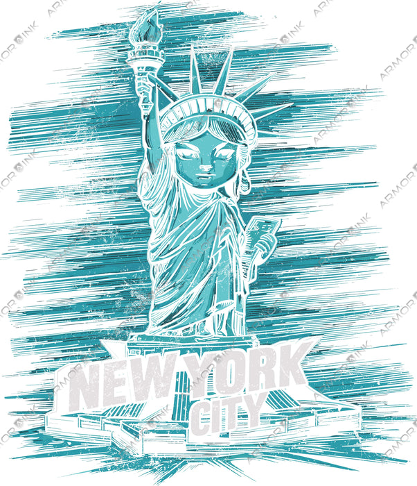 Statue of Liberty Chibi Blackout DTF Transfer