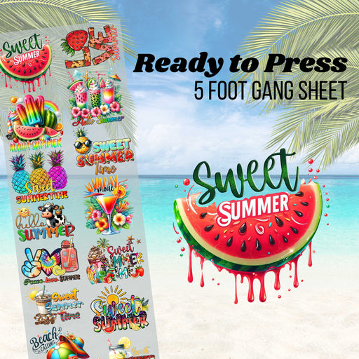 Summer Pre-made 5 Foot (22x60) DTF Gang Sheet