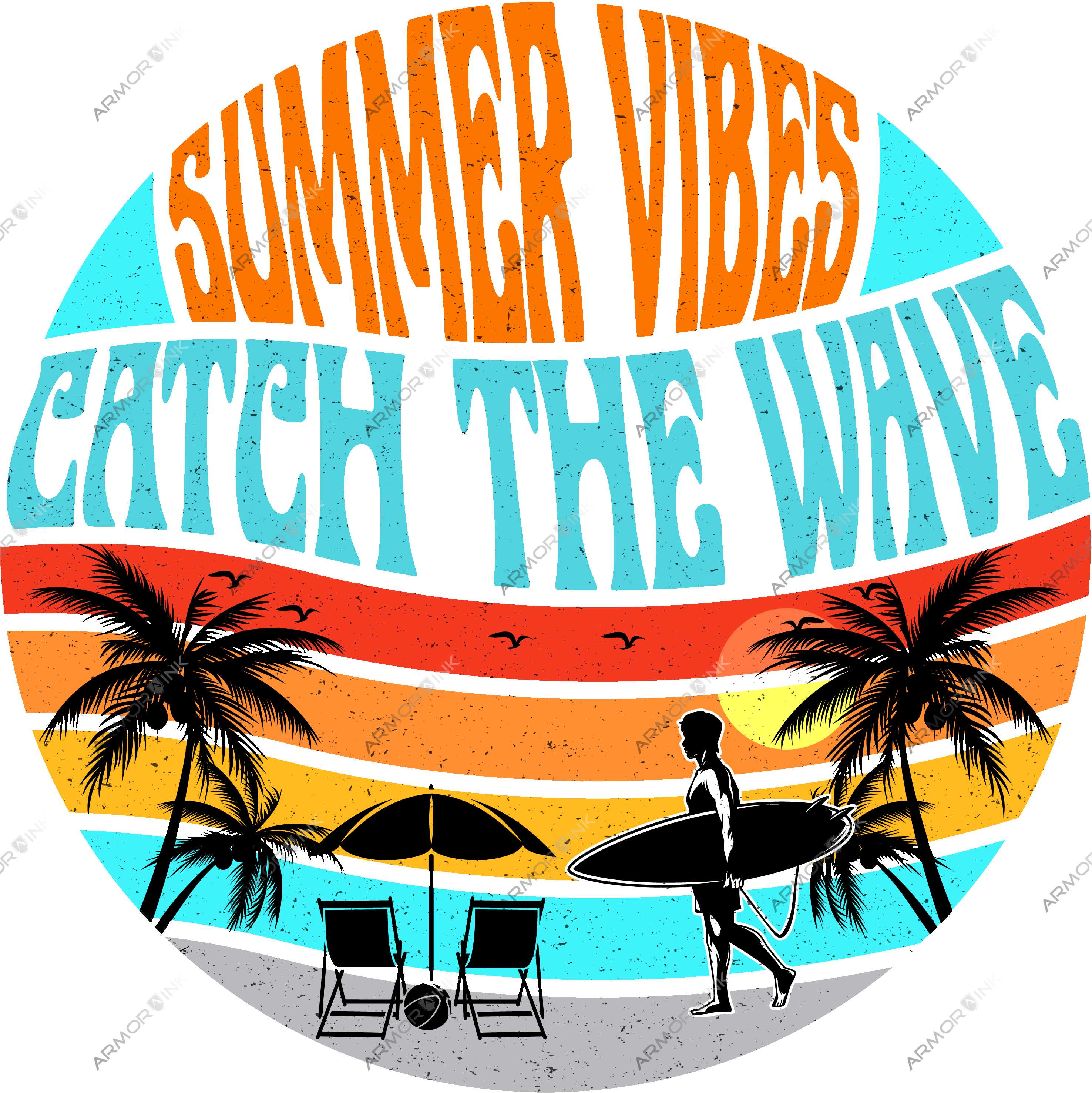 Summer Vibes Catch The Wave DTF Transfer