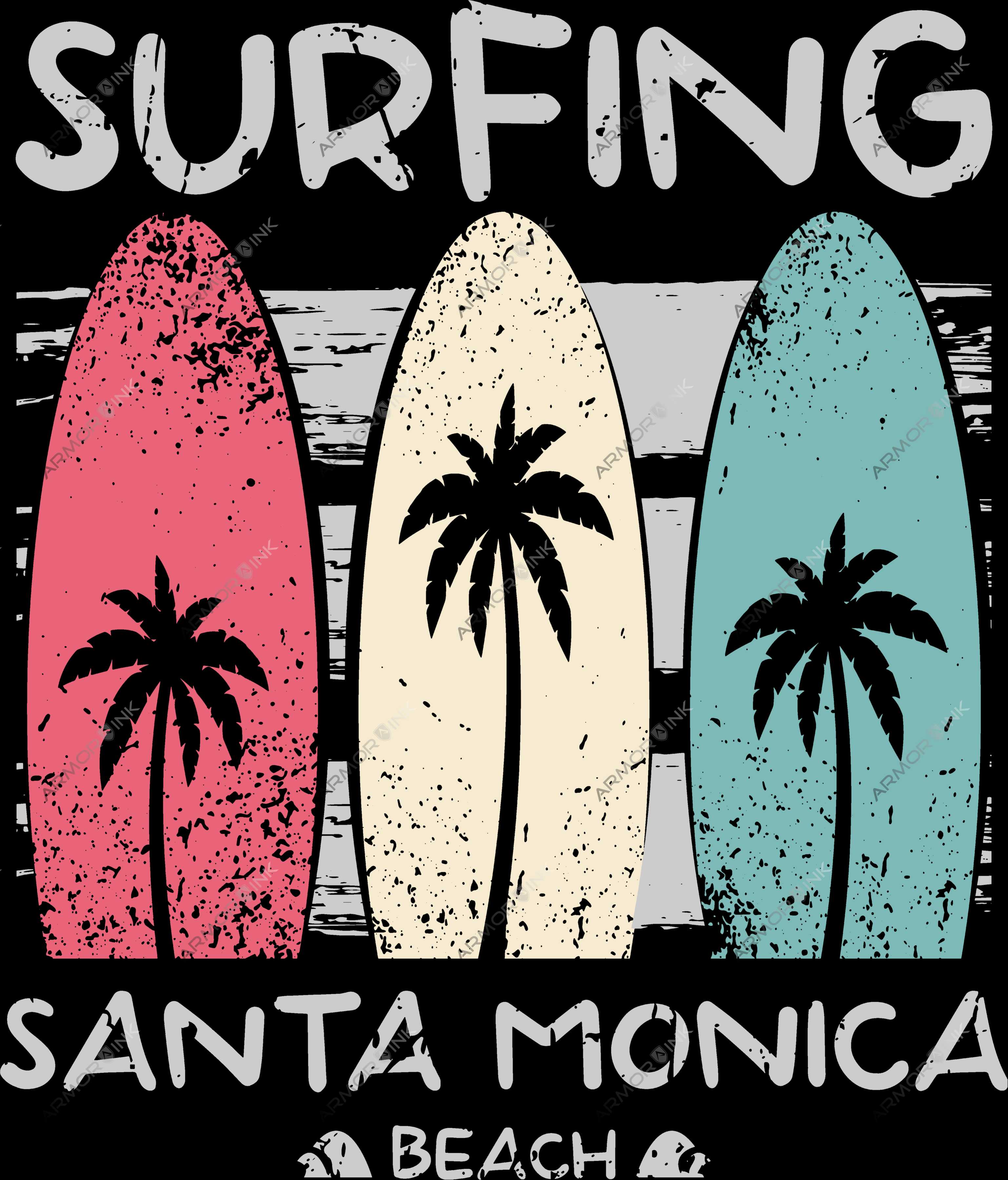 Surfing Santa Monica Beach DTF Transfer