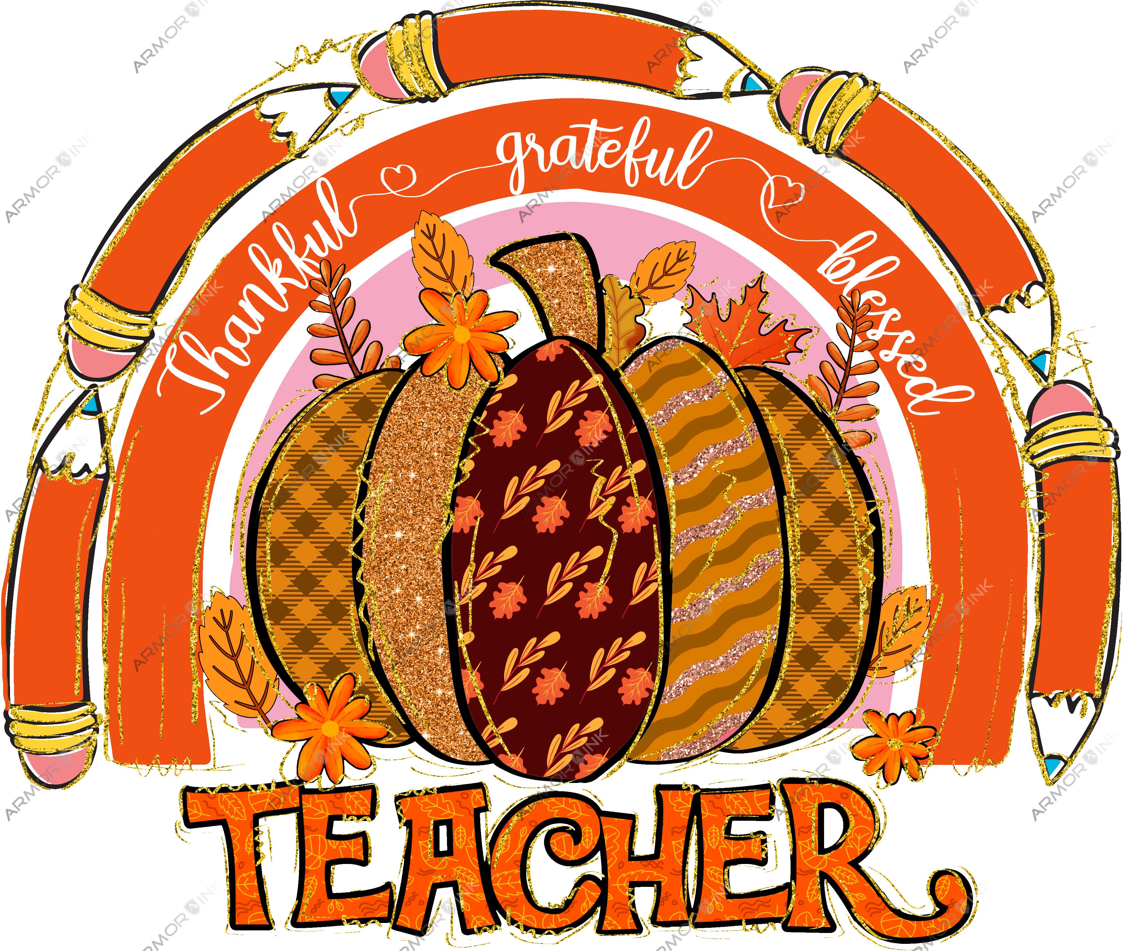 Thankful Grateful Blessed Teacher DTF Transfer