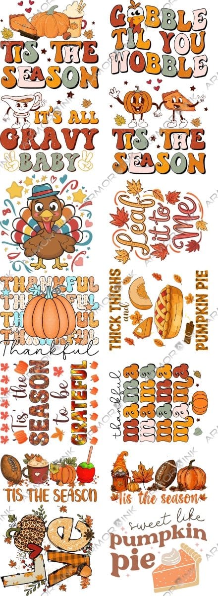 Thanksgiving Pre - made 5 Foot (22x60) DTF Gang Sheet - Armor InkArmor InkArmor Ink4324 - 1120065369630Thanksgiving Pre - made 5 Foot (22x60) DTF Gang Sheet