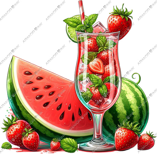 Watermelon Strawberry Drink DTF Transfer