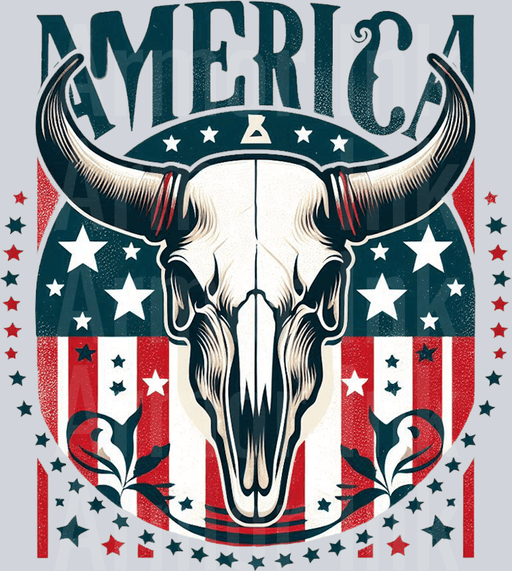 America Cow Skull 4th of July Flag